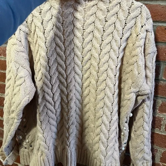 BiBi Women's Beige Cardigan with Pearl Details - Picture 5 of 5